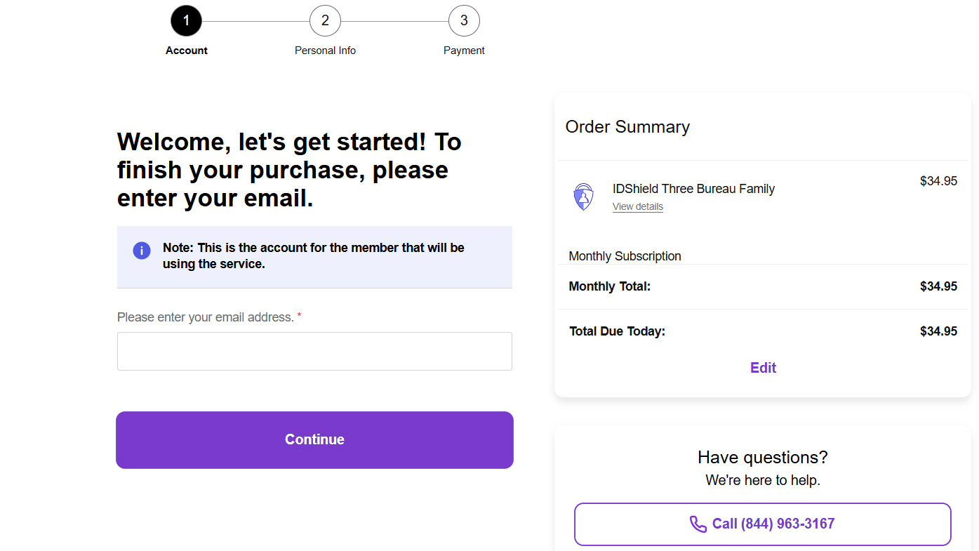 Screenshot of the IDShield web interface