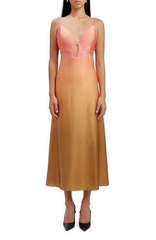 Karlotta Ombré Cutout Satin Maxi Slipdress