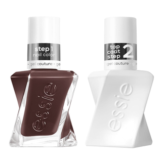 Essie Gel Couture Longwear Nail Polish Kit, Raisin Brown Nail Polish, All Checked Out + Top Coat, Vegan, 0.46 Fl Oz Each