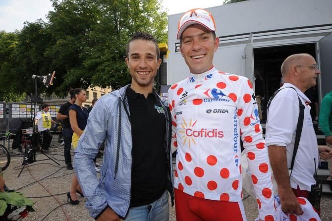 Nacer Bouhanni isn't racing the Tour but poses here with Cyril Lemoine (Cofidis)