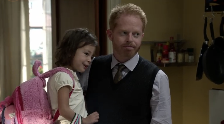 Modern Family toddler Lily and father Mitchell.