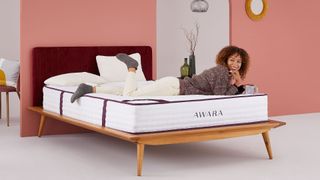 best organic mattress: Awara Natural Hybrid Mattress in a bedroom