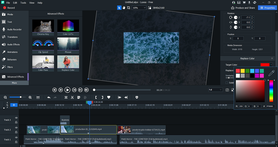 Limited VFX options in ACDSee Luxea Video Editor