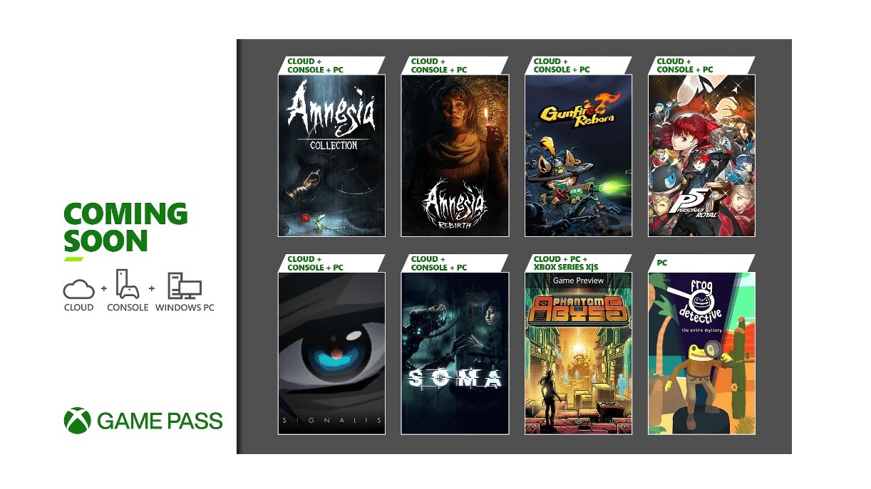 A segunda quinzena de outubro do Xbox Game Pass é anunciada. Títulos da  Amnesia juntam-se ao Persona 2 Royal, SOMA e mais - XboxEra