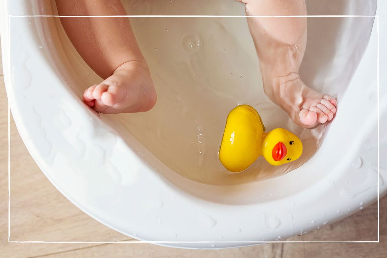 Baby feet in a baby bath