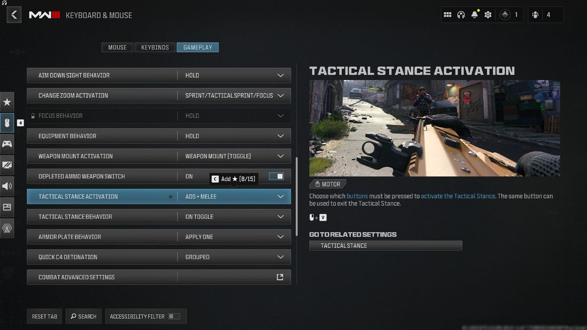 how do you activate tactical stance in call of duty