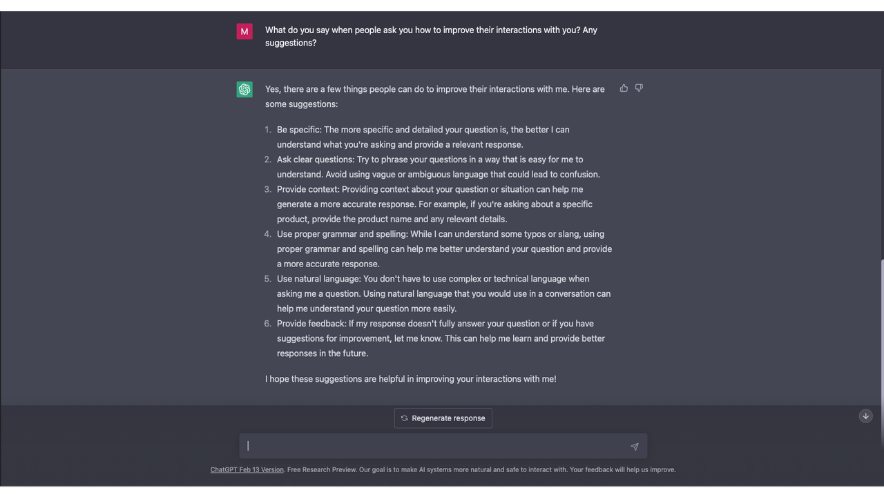 We asked ChatGPT how to improve our interactions