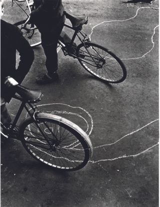 Bicycles and graffiti, Portland Road, 1957