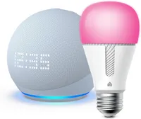 Echo Dot with Clock w/ TP-Link Smart Bulb:&nbsp;was $82 now $34 @ AmazonEditor's Choice!