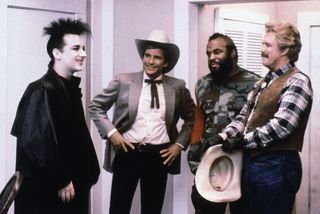 Boy George, Dirk Benedict, Mr T and George Peppard in The A-Team