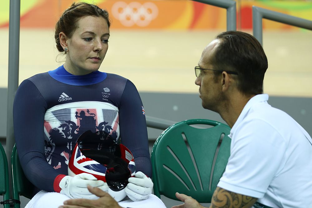 Katy Marchant with coach Justin Grace