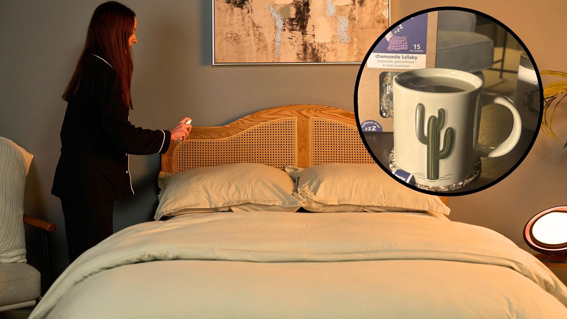 Tom's Guide sleep writer Frances Daniels sprays her pillow with lavender sleep spray to signal to her brain that it's time to sleep
