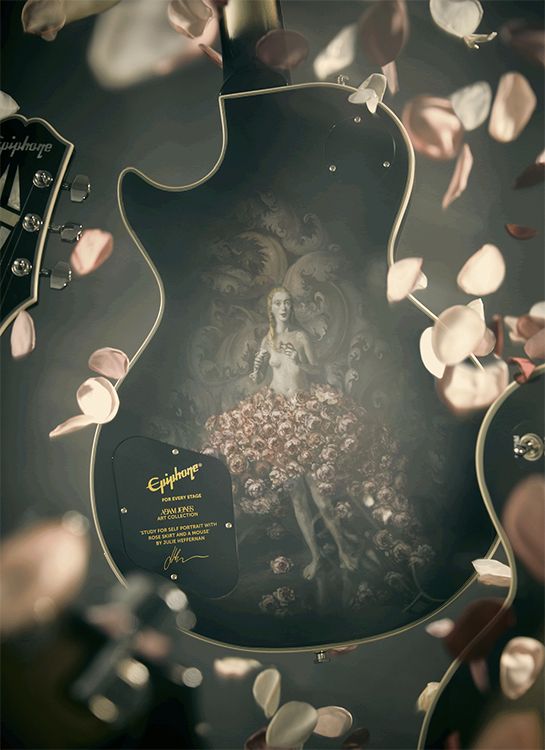 Epiphone Adam Jones "Study for self-portrait with rose skirt and a mouse" by Julie Heffernan Les Paul