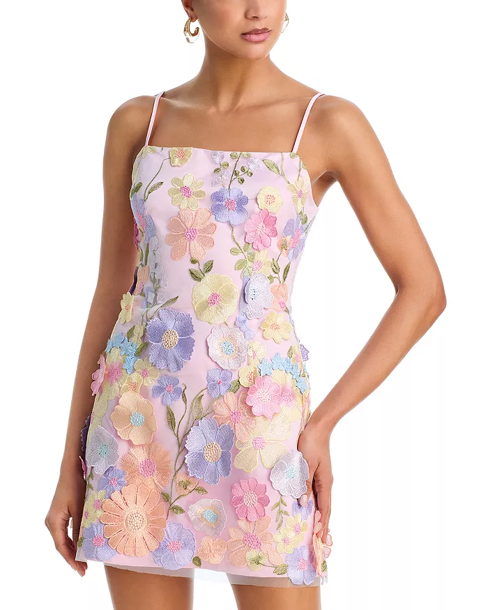 Aqua, Embroidered Mini Dress - Exclusive
