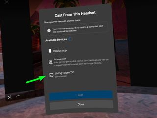 Oculus Quest 2 Cast From This Headset window