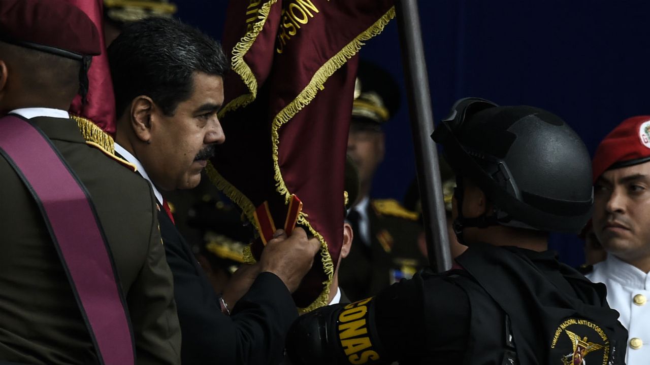 President Nicolas Maduro at the military parade on Saturday