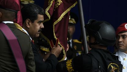 President Nicolas Maduro at the military parade on Saturday