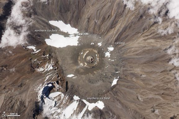 Kilimanjaro glacier split