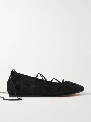 Belna Leather-Trimmed Woven Ballet Flats