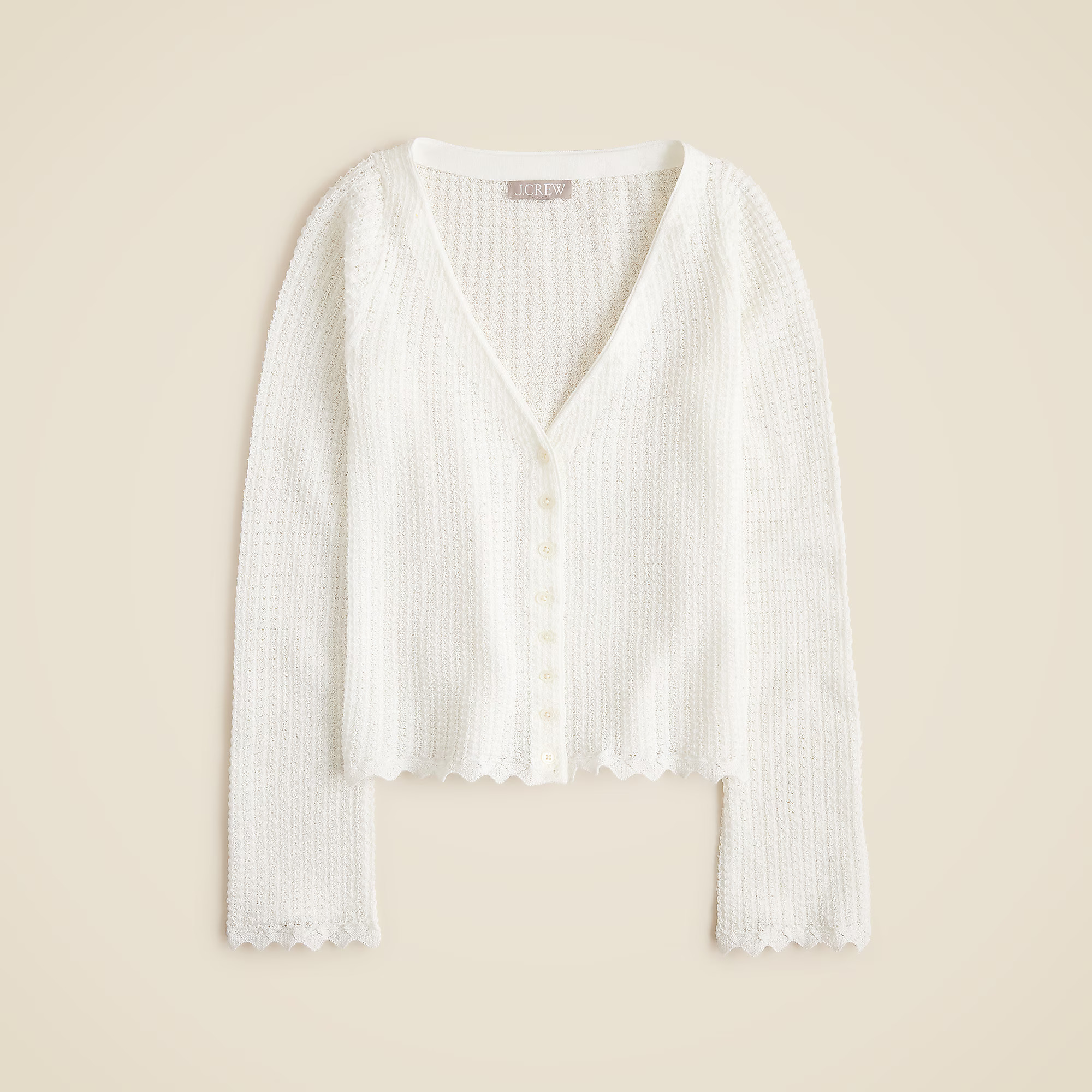 Scallop-Trim Cardigan Top