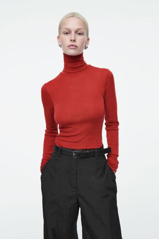 Merino Wool Turtleneck Top