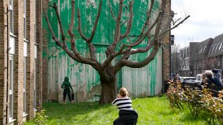 A mural of a tree by Banksy