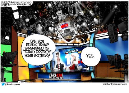 Political cartoon U.S. Trump North Korea nuclear weapons news