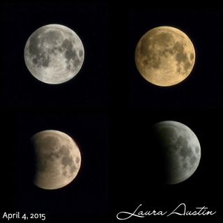 In Sarnia, Ontario, skywatcher Laura Austin captured these different views of the partial phase of the total lunar eclipse on April 4, 2015.