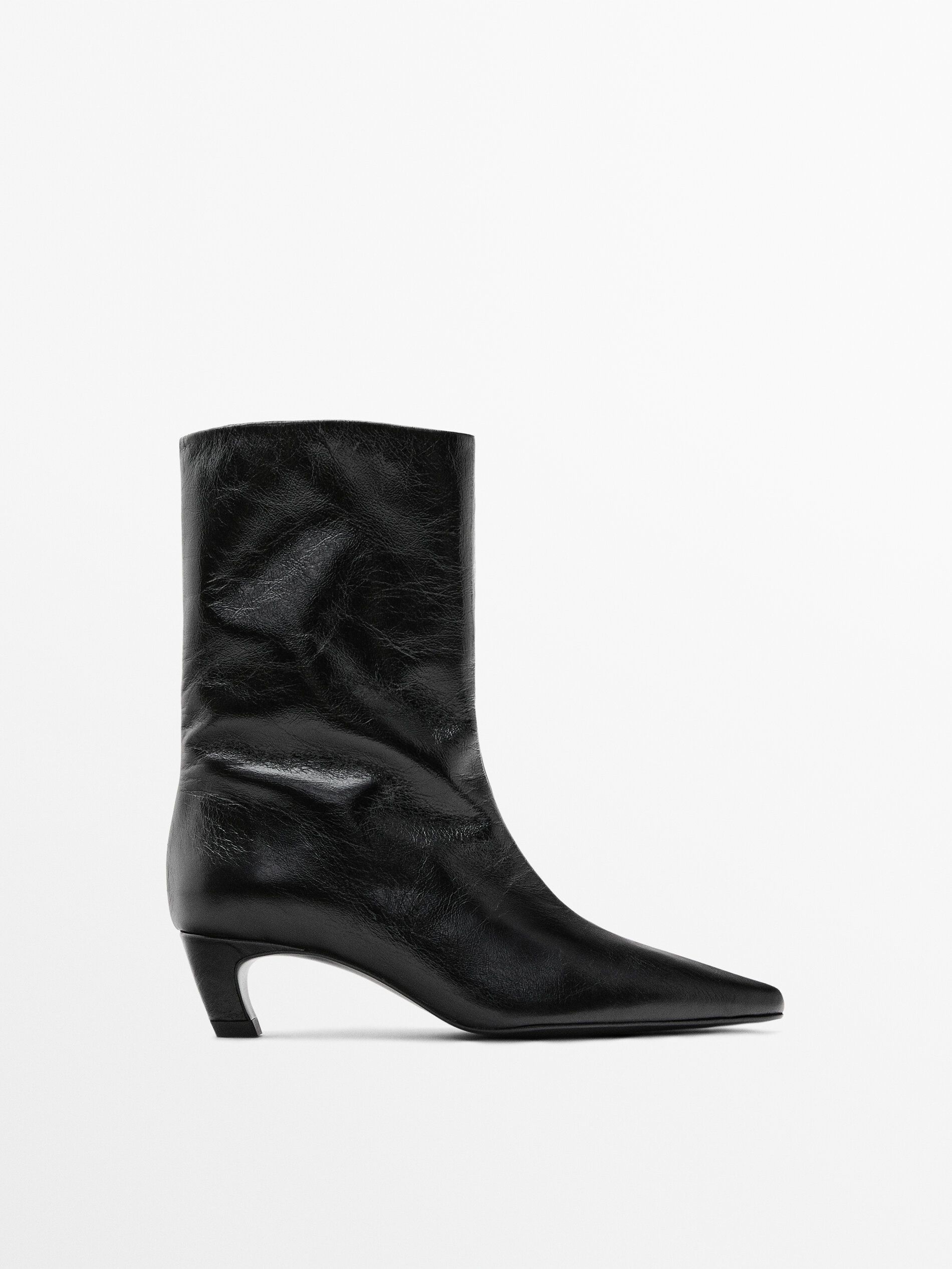 Leather High Heel Ankle Boots