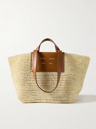 Morris Large Leather-Trimmed Raffia Tote