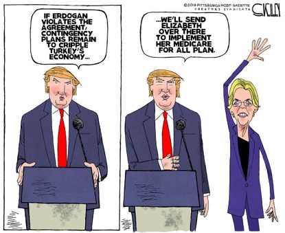 Political Cartoon U.S. Warren Trump 2020 Turkey