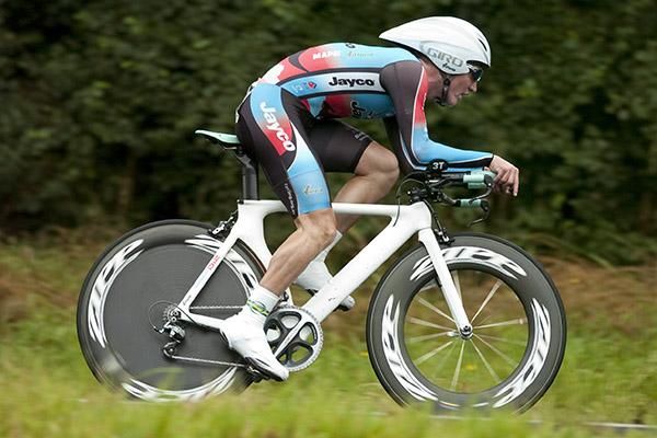 Jay McCarthy (Jayco/AIS) from Queensland in the final kilometre of his bronze medal ride in Learmonth.
