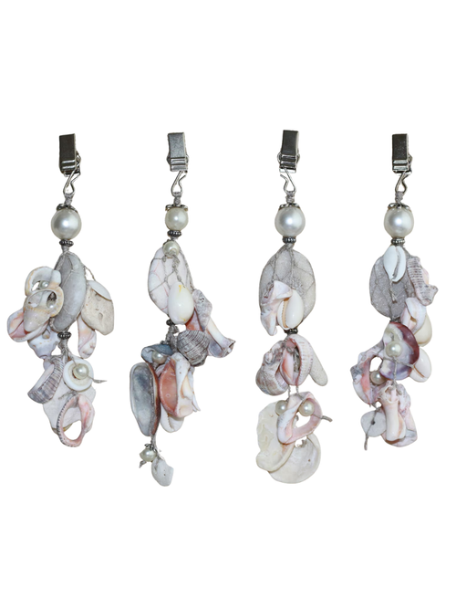 Natural Beach Stone & Shell Tablecloth Weights, Set of 4