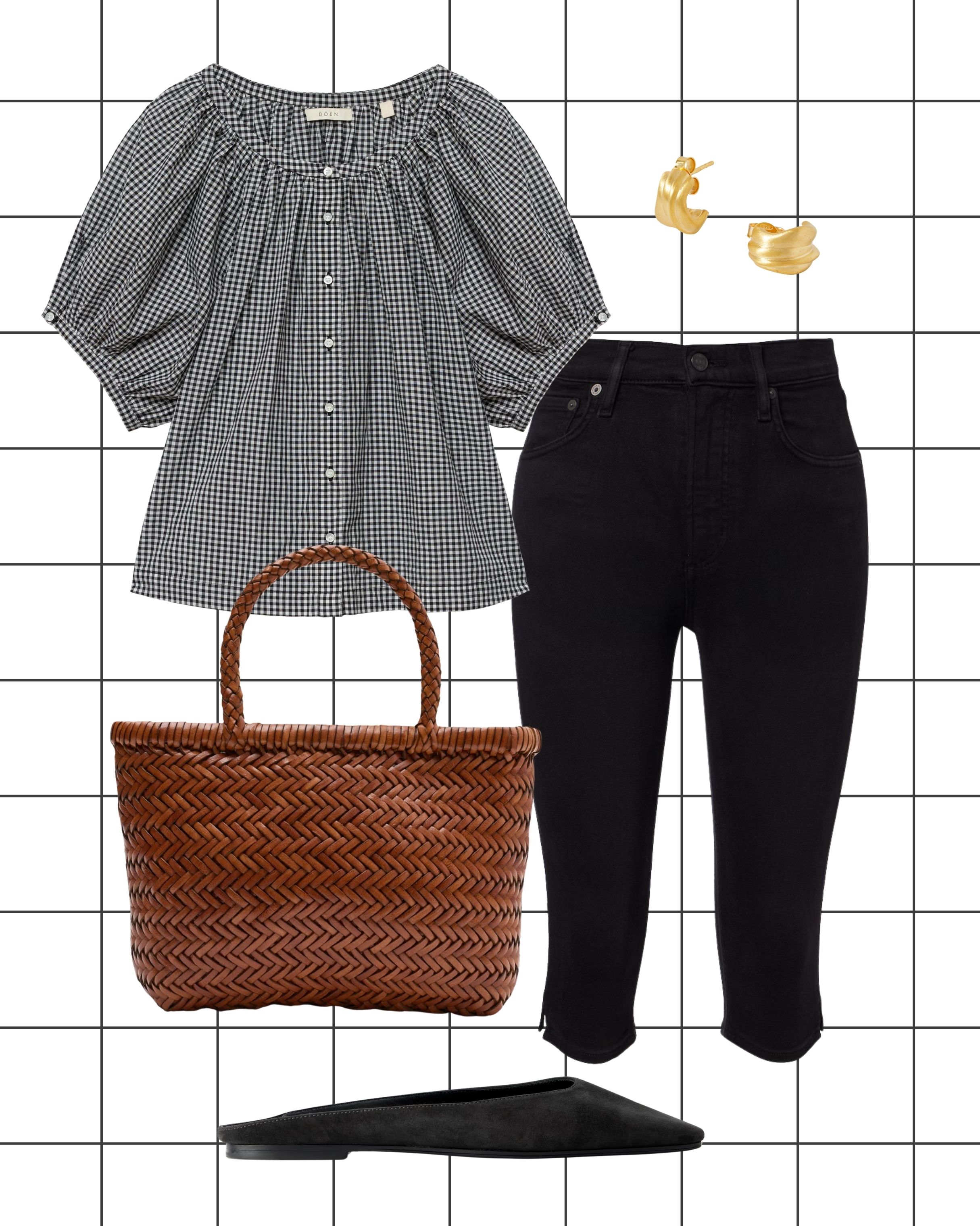 Denim capri outfits for summer 2026 featuring products from Doen, Rixo, Completedworks, Net-a-Porter