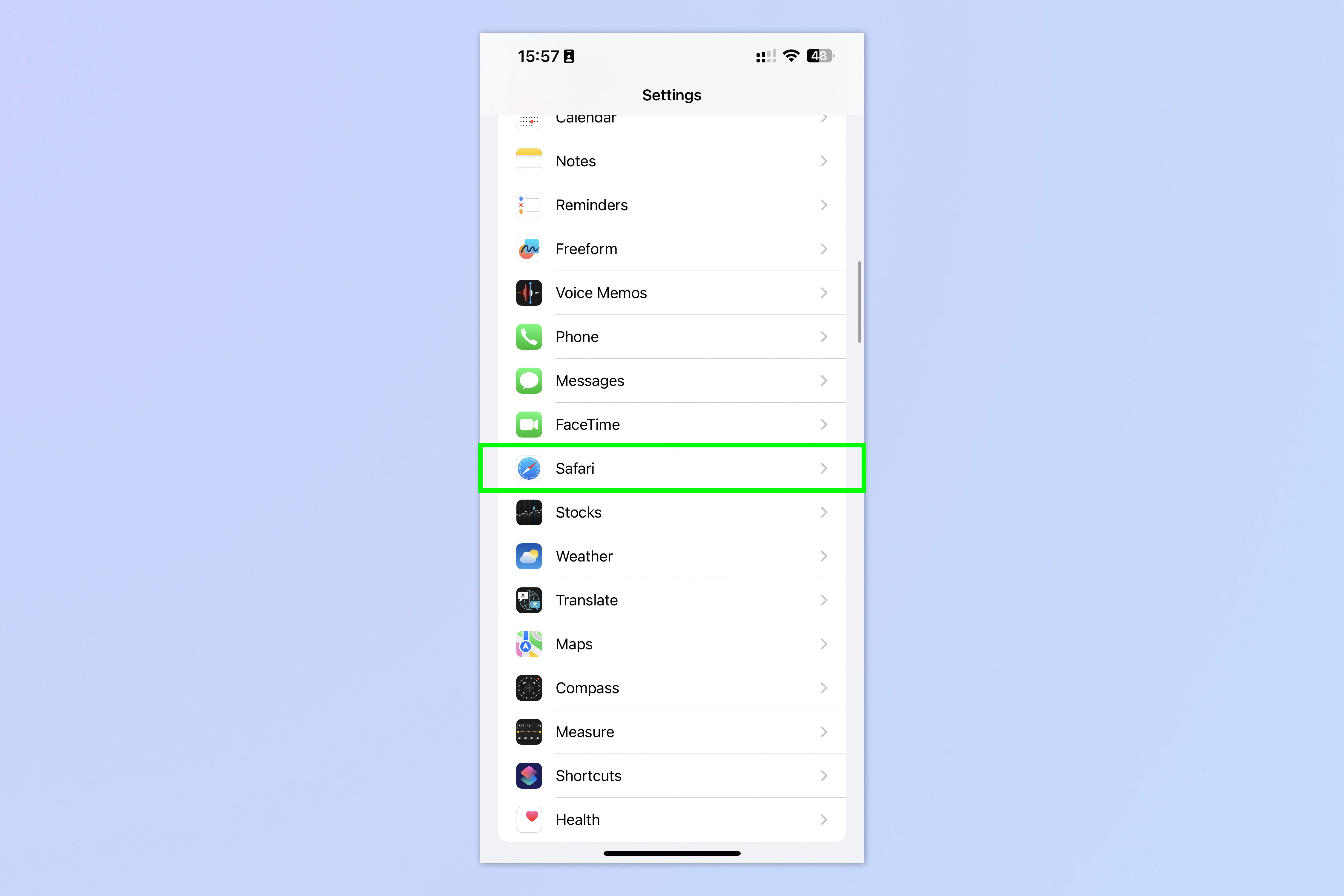 Снимок экрана, показывающий, как включить iOS Safari Reader на iPhone