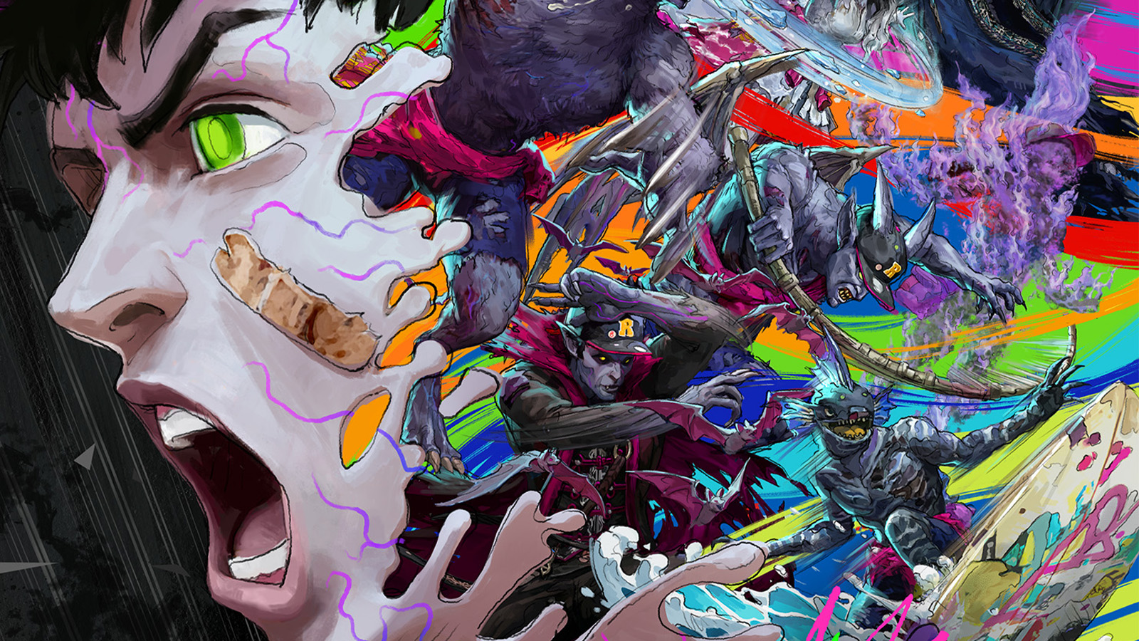 Colourful punk like anime art for a video game