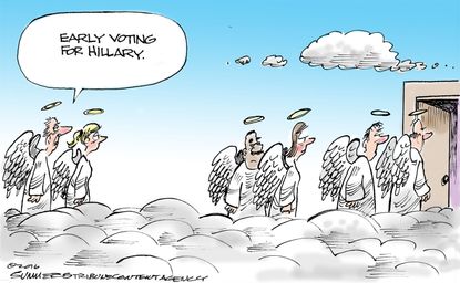 Political cartoon U.S. early voting fraud Hillary Clinton