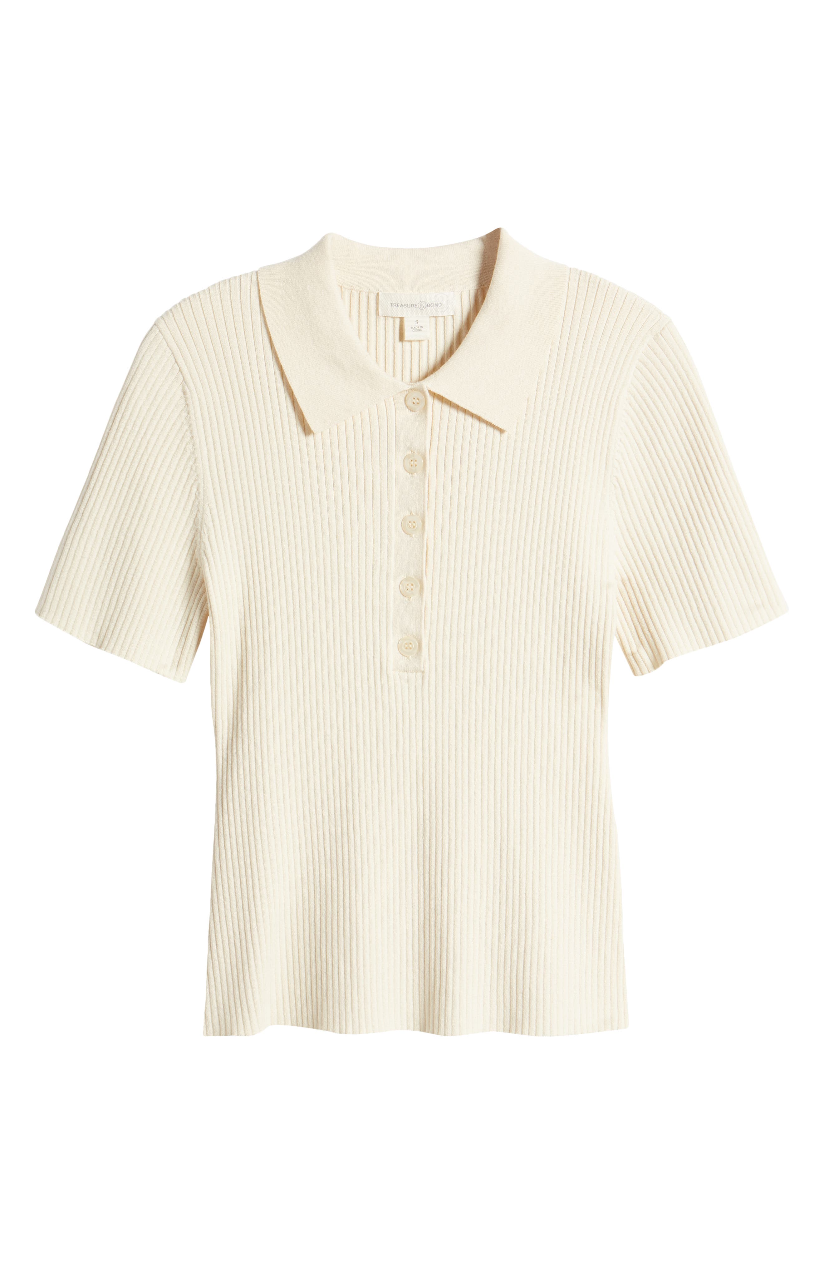 Short Sleeve Rib Polo Sweater