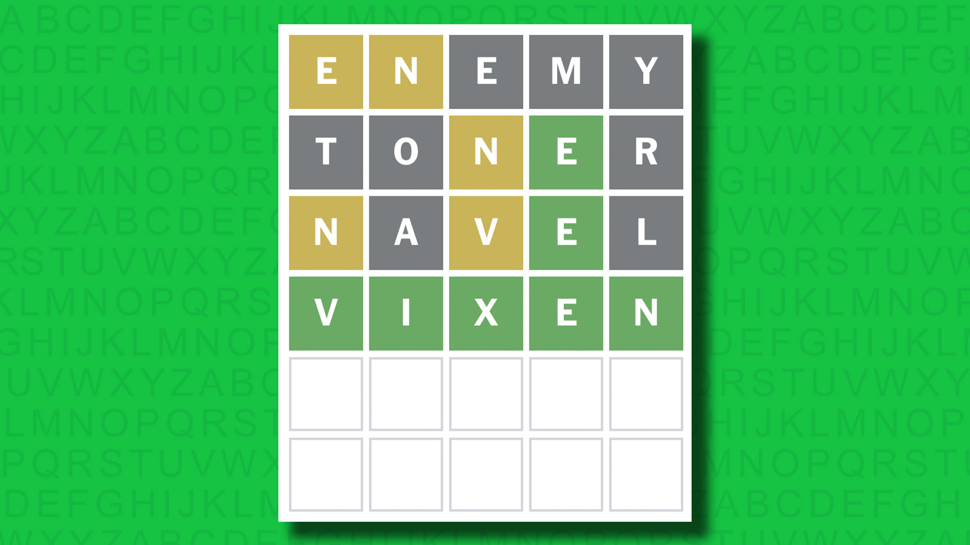 NYT Wordle answer for game 1454 on a green background