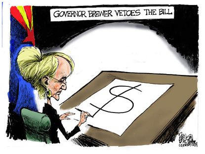 Political cartoon Jan Brewer anti-gay law