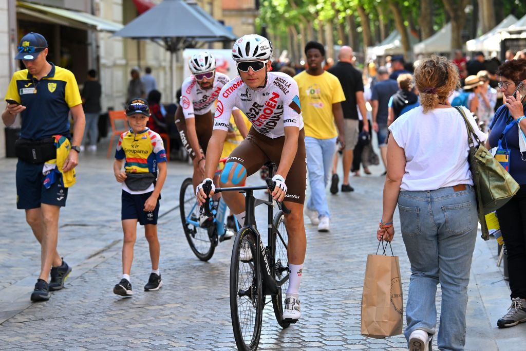 NARBONNE FRANCE JUNE 15 Benot Cosnefroy of France and AG2R Citroen Team prior to the 47th La Route DOccitanieLa Depeche Du Midi 2023 Stage 1 a 1843km stage from Narbonne to Gruissan on June 15 2023 in Narbonne France Photo by Luc ClaessenGetty Images