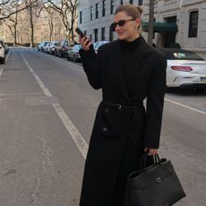 cocoschiffer black belted coat outfit