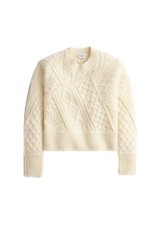 Limited-edition Anna October© X J.Crew patchwork cable-knit crewneck sweater