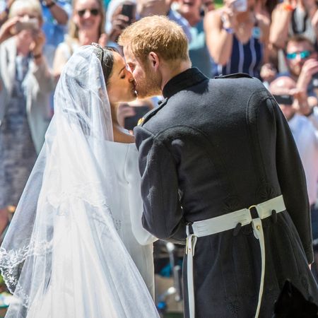 Prince Harry and Meghan Markle kissing on their wedding day