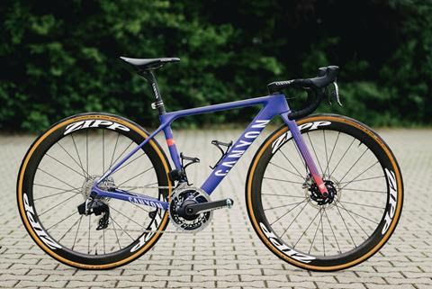 The team's bike gets a makeover to match the kit changes