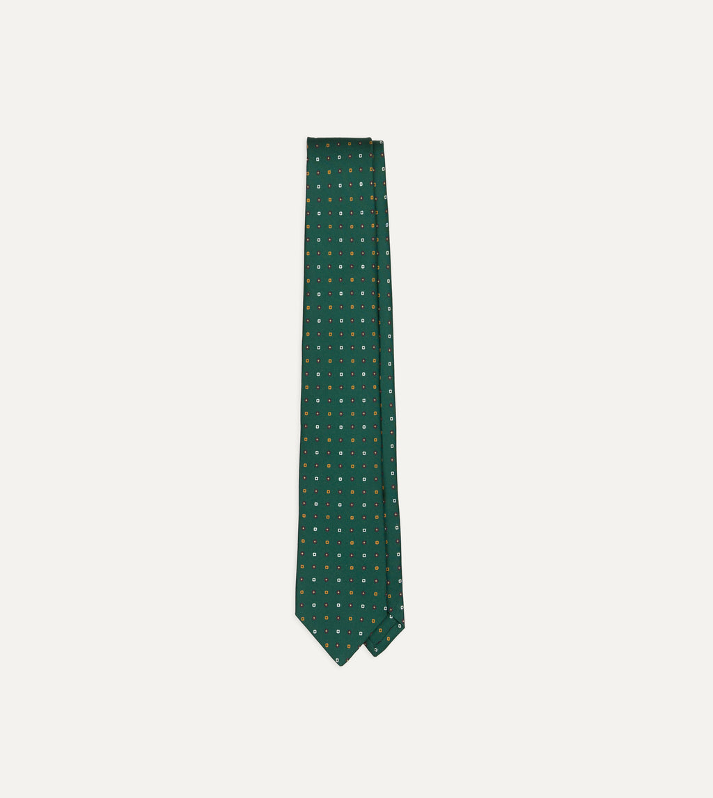Drake&amp;rsquo;s for St. Regis Geometric Flower Print Silk Self-Tipped Tie