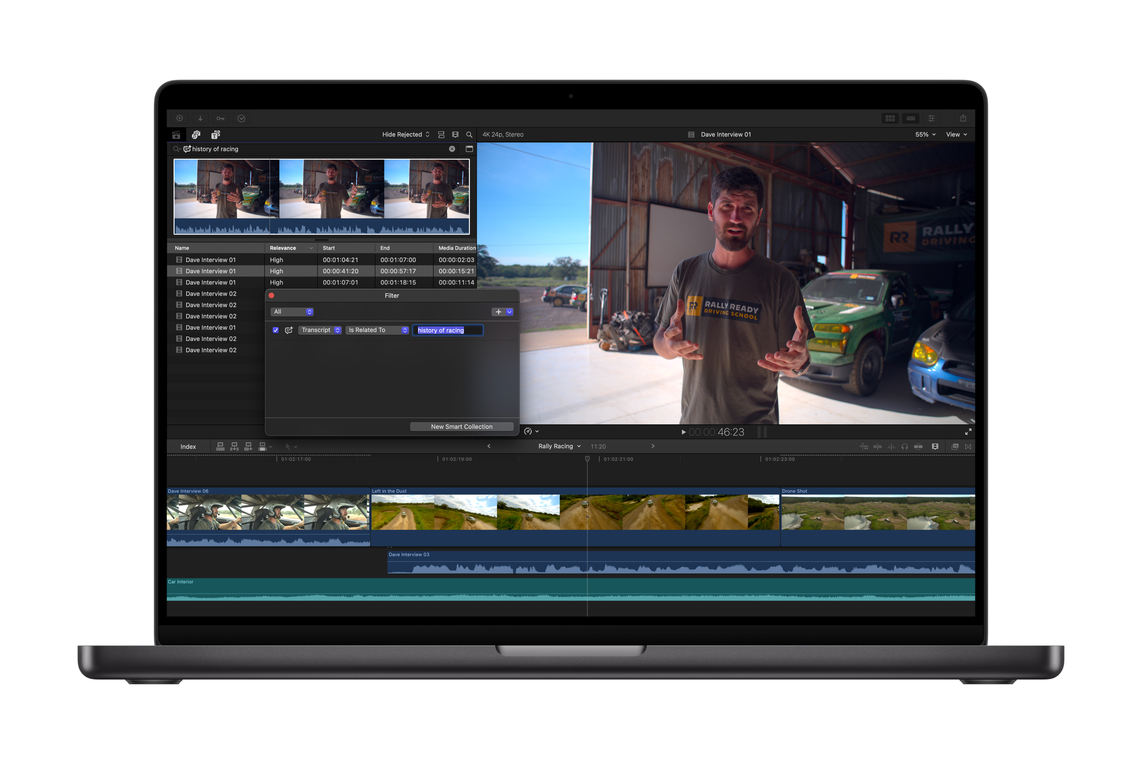 New tools include a Transcript Search function in Final Cut Pro