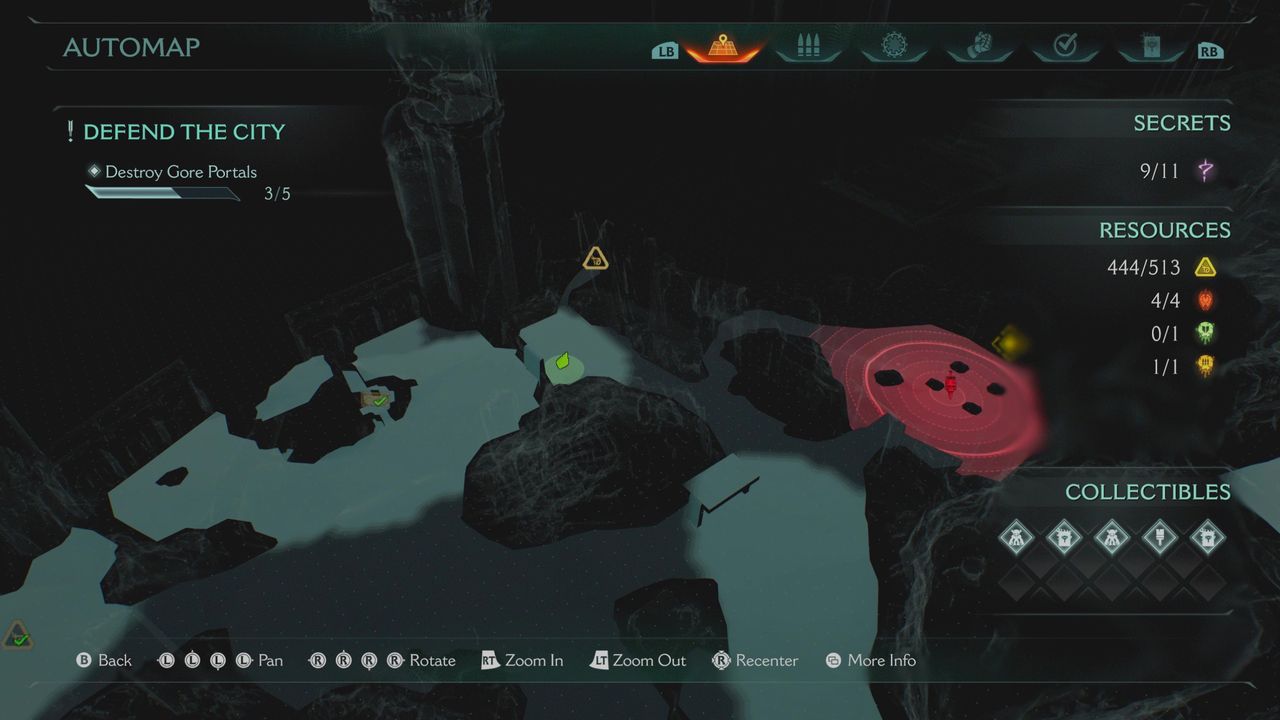 Doom: The Dark Ages Siege Part 1 secrets - A map that shows you the location of a gold chest in a small cave.