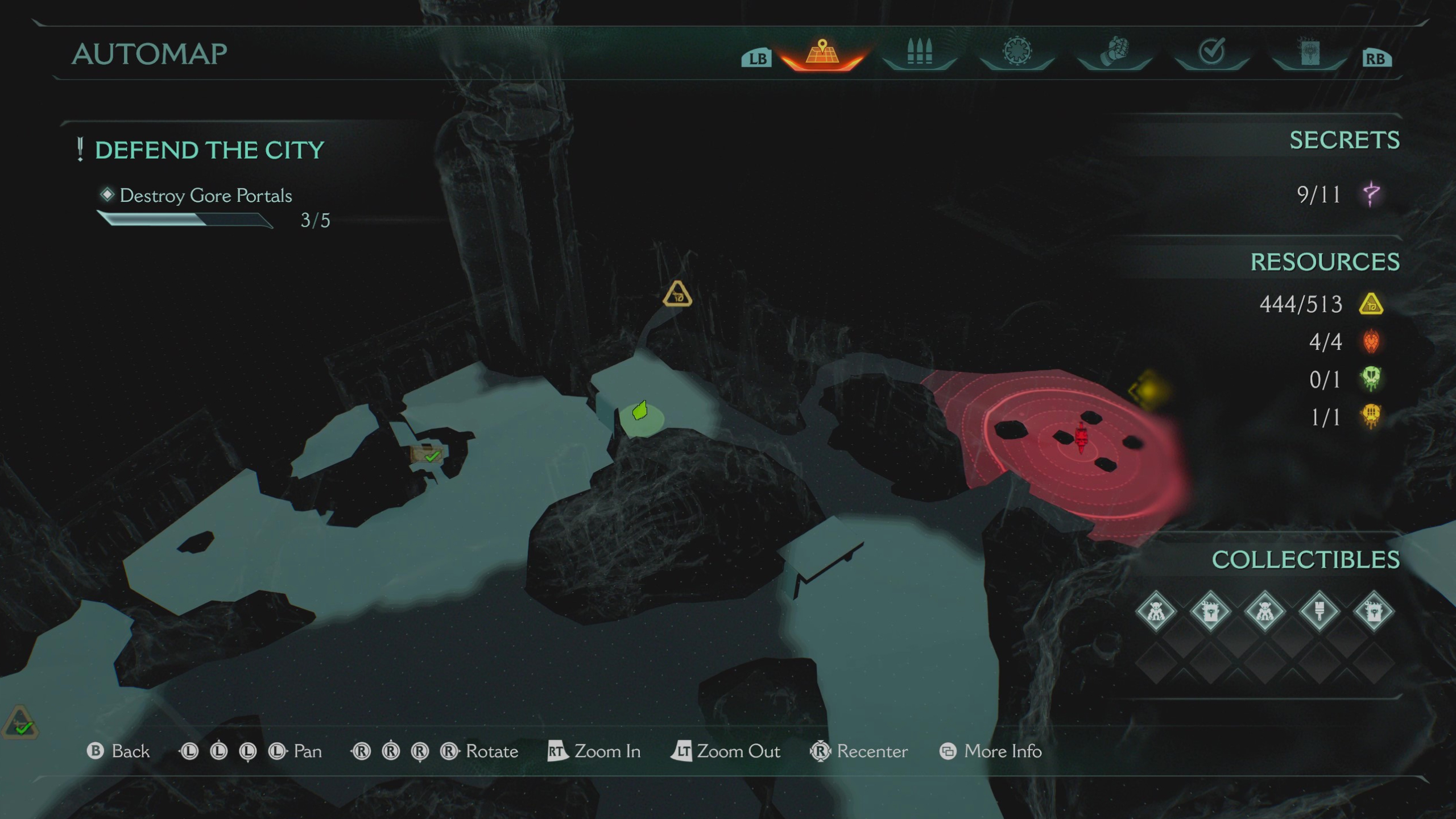 Doom: The Dark Ages Siege Part 1 secrets - A map that shows you the location of a gold chest in a small cave.