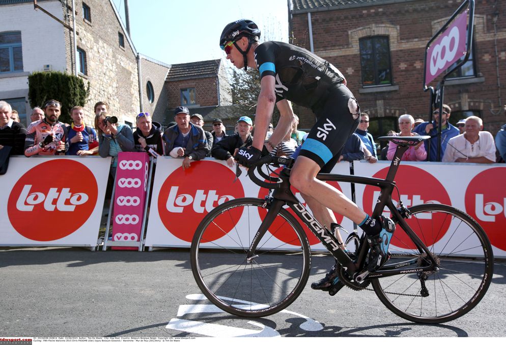 Chris Froome (Team Sky) crashed in La Fleche Wallonne